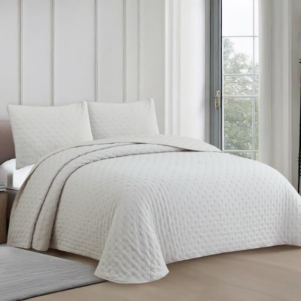 Dmateo Colcha Bouti Reversible Natura (90 a 2M), Todas Las Medidas. Cuenta con Fundas de cojín a Juego. Colcha Reversible con 2 Tejidos Diferentes (Beige, 135cm)