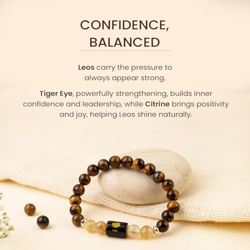 Image of Astrotalk Zodiac Bracelet with Raw Selenite Plate | Healing Crystals for Protection & Emotional Balance | Citrine & Tiger Eye | Bracelet for Man & Woman | Gift for Man & Woman
