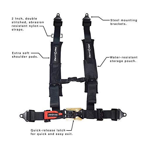 Proguard Black 4 Point Harness 2" Straps For Off Road Vehicle, Atv, Utv, Go Kart, Buggy, Side By Side, & Rock Bouncer (Four Pack) #TOP1