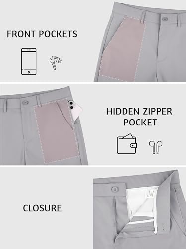 Comdecevis Golf Pants Men Stretch Relaxed Fit Work Pants for Men 30 Inseam Quick Dry Wrinkle Free Lightweight Business Casual Men's Fashion, Light Grey, 34x30