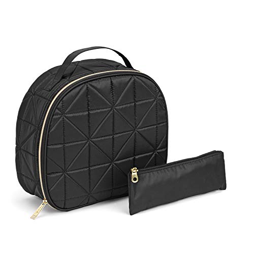 Allegro by Scunci Modella Quilted Round Train Case Makeup Organizer, Black
