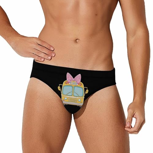 Cute School Bus Novelty Men's Brief Swimwear Pants Swimming Trunks Beach Shorts Underwear