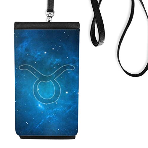 Carteira de telefone Starry Night Taurus Zodíaco Constelação bolsa para pendurar móvel bolso preto