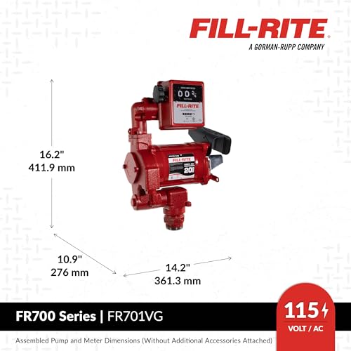 Image of Fill-Rite FR700VG 220V 50 /60Hz AC Pump, 3 /4 inchx12' Hose, 1 inch Manual Nozzle