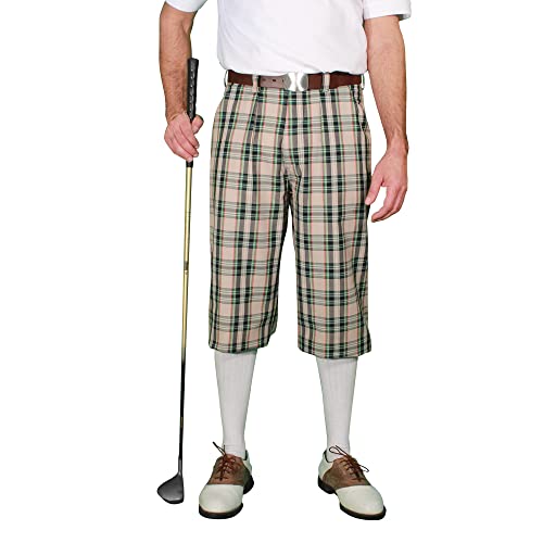 Golf Knickers Plaid Mens 'Par 5' - Khaki Stewart - 40