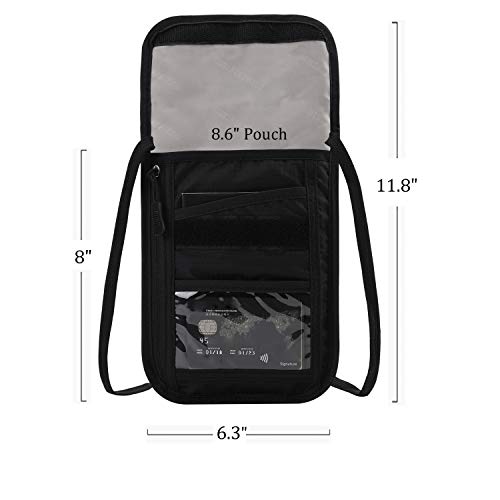 Bubm Unisex Travel Neck Pouch Wallet With Rfid Blocking Passport Holder To Keep Your Cash And Documents Safe Black #TOP1