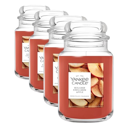 Image of Yankee Candle Sugared Cinnamon Apple, Scented Candle, 22oz Large Jar with up to 150 Hour Burn Time, Giftable (Pack of 4)