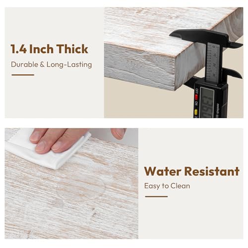 Image of Vivelove Elm Wood Floating Shelf 48x8 inch Set of 1, Weathered White