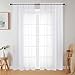 WelvetBLK White Sheer Curtains 84 Inches Long 2 Panels Set for Bedroom Living Room, Soft Airy Light Filtering Modern Solid Rod Pocket Drapes Window Treatments, White, Each 42" W x 84" L