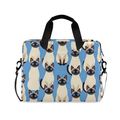 Maletines portátiles con gatos siameses azul de 15.6 pulgadas con correa ajustable