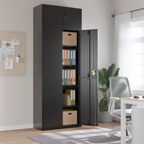 Genérico Armario archivador de Acero Negro 90x40x240 cm,Mobiliario,Armarios y Almacenamiento,Taquillas y armarios de almacenamiento-3188327
