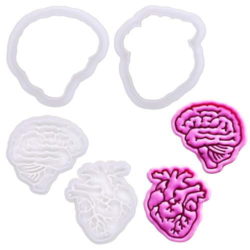 BAKERLOGY Brainy Love Mini Cookie Cutter and Stamp Set (2")