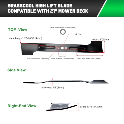 Grasscool LM2100SP High Lift Blade for EGO 21 Inch LM2101 LM2100 LM2102SP LM2142SP LM2114 56V Models Replace for AB2101