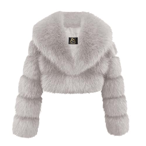 AEGJEGVD Manteau en Fausse Fourrure pour Femme Pardessus Court en Fourrure Artificielle Solide...