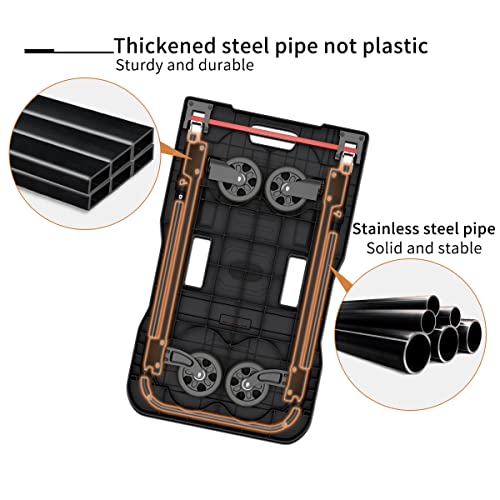 Platform Hand Truck Portable Trolly - Fully Folded Compact Push Cart, 330Lbs Capacity Heavy Duty Dolly Practical Handling Tools For Household Industrial, Noise Reduction Office Moving Truck #TOP6
