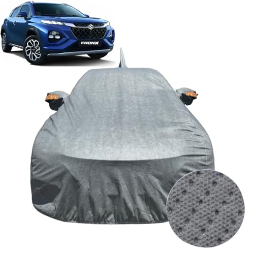 Image of Car Cover for Maruti Suzuki Fronx (2023-2026) | 100% Waterproof Cover with Antenna & Reflective Mirror Pockets | Dustproof, Scratchproof, Heatproof Fronx Car Cover |Soft Cotton Lining| Grey