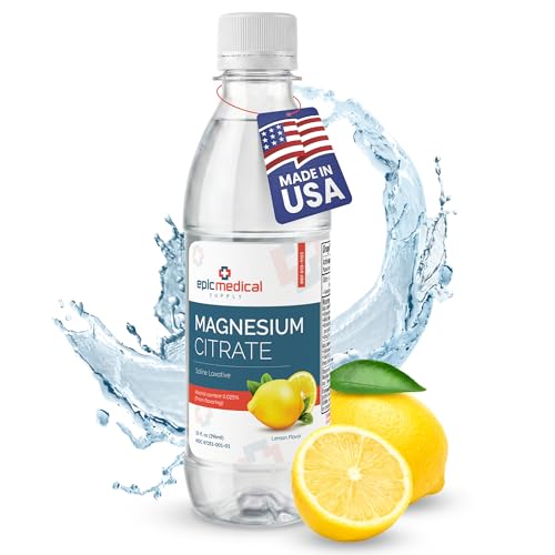 Epic Medical Supply Magnesium Citrate 10 fl oz Lemon Flavor - Liquid Saline Laxative for Occasional Constipation Support (1)