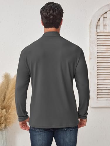 Camiseta Cuello Alto Hombre Termica Forro Polar Interior Elástica Slim Fit de Manga Larga Jersey Hombre Invierno Frío y Uso Diario Gris L