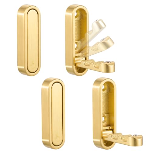XSGTZMJ Foldable Wall Hooks, Hold 40lbs, Magnetic Lock Zinc Alloy Gold 4Pcs