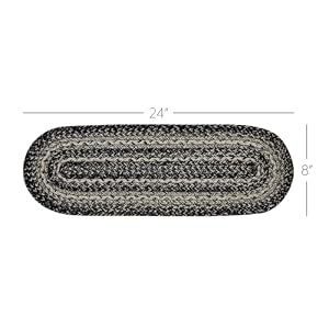 VHC Brands Sawyer Mill Black White Jute Oval Runner 8x24 VHC Brands Sawyer Mill Black White Jute Oval Runner 8×24