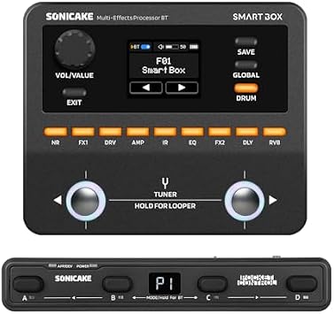 SONICAKE QME-20 Smart Box - Multi Effects Pedal for Guitar & Pocket Control - MIDI Foot Controller,