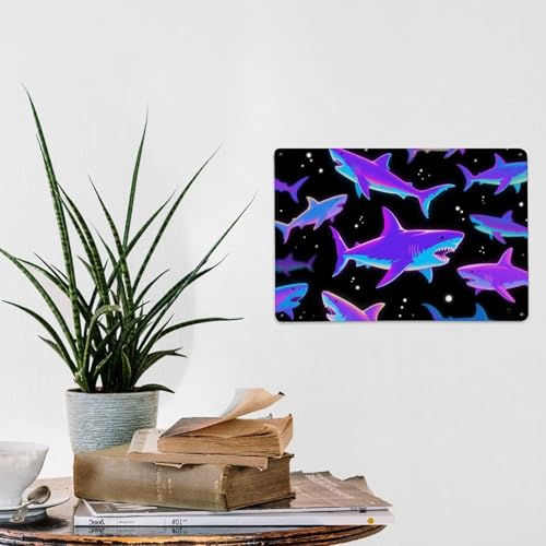 Affiche en métal rustique motif requins idée cadeau déco de bureau - 6