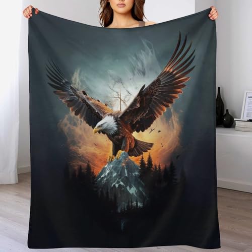 Couverture chaude et légère aigle plaid flannel doux 130x180
