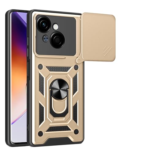Kukoufey Compatible with Tecno Spark Go 1 Case Cover,Compatible with Tecno Pop 9,with Slide Camera Lens Cover Compatible with Tecno Spark Go 2025 Case Gold