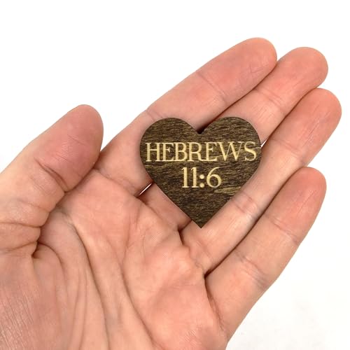 Image of Biblical Affirmation Wood Cutouts | 72 Unique Laser Engraved Wood Hearts with Bible Verse Passages | Includes Desktop Affirmation Holder | Daily Religious Prayer Gift