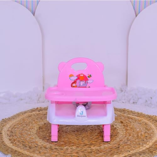Cadeirinha Alimentação Refeição Bebe Portátil Dobrável Compacta Baixa Infantil (ROSA)