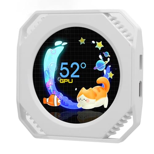 VBESTLIFE Monitor de Temperatura de 2.1 '', Panel de Sensor de PC USB de CPU CPU, GPU, Panel de Sensor de PC de Tema Dinámico de Bricolaje, Pantalla Secundaria de Caja de PC de Juego (White)