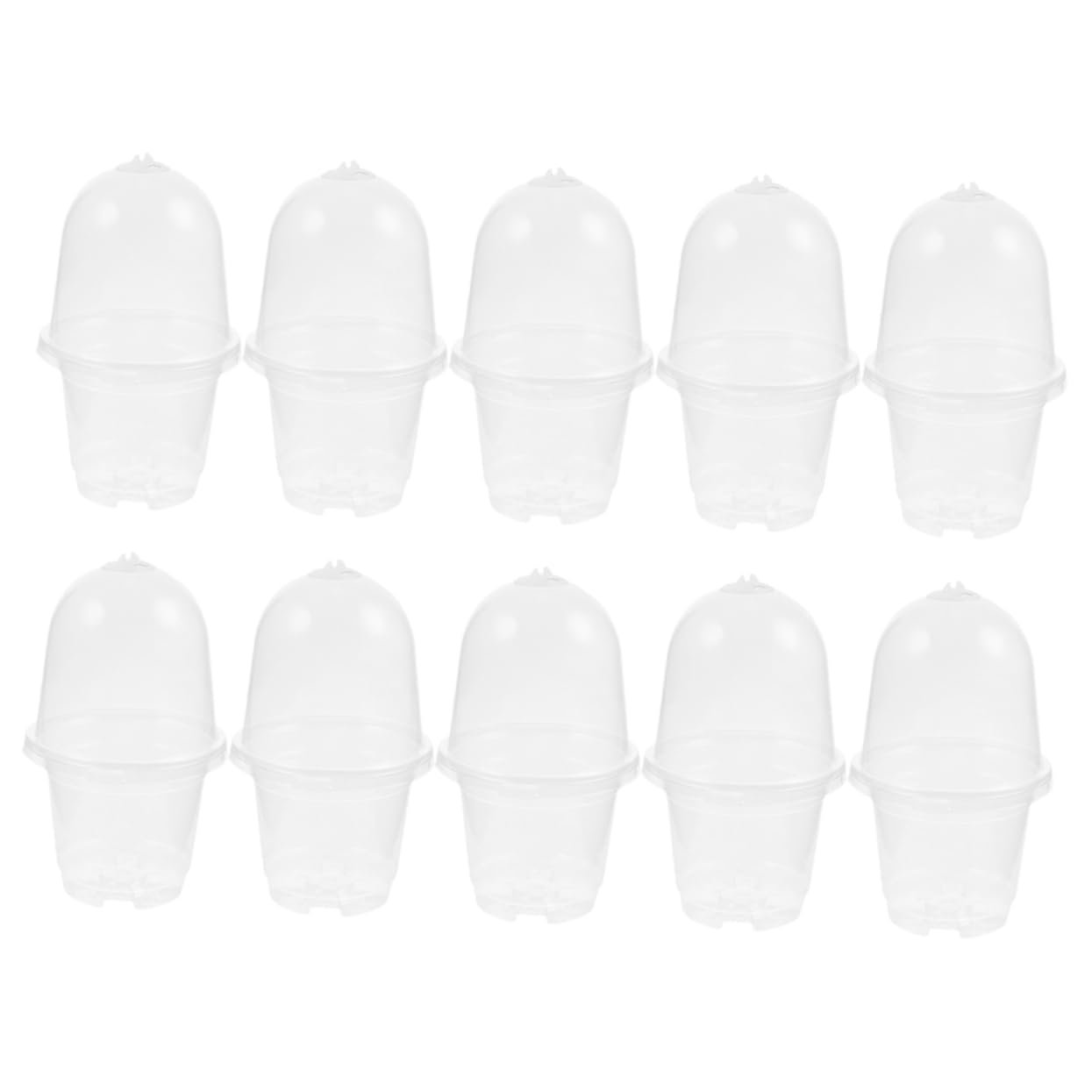 TOYANDONA Lot de 10 Sets de Petits Pots de Fleurs avec Couvercle Trous de Drainage Ajustement Température Humidité Jardinage Intérieur Extérieur