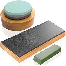 Sharp Pebble Classic Leather Strop kit with Polishing Compound- Knife Stropping Block for Sharpening & Honing with Axe/Hatchet Large Sharpening Stone Grit 150/320