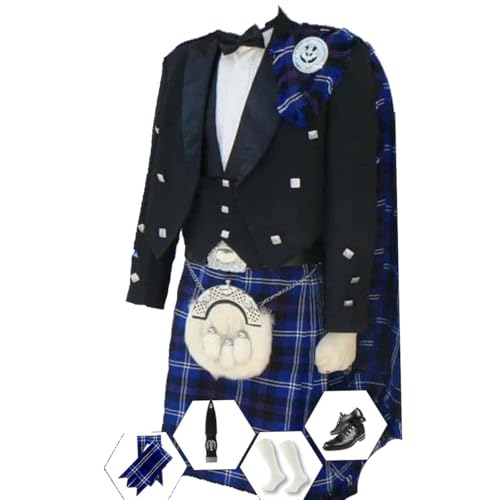 18 Pcs | Prince Charlie Jacket, Vest and KILT OUTFIT Ultimate Set | Men's Wedding Outfit