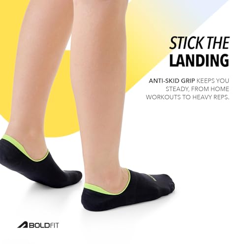 Image of Boldfit No Show Loafer & Ankle Socks for Men & Women Dry Fit Stretchable, Anti Odour & Moisture Absorbent Anti Slip Grip Sports & Gym Socks for Running, Walking & Everyday Wear, Multicolor, Pack of 3