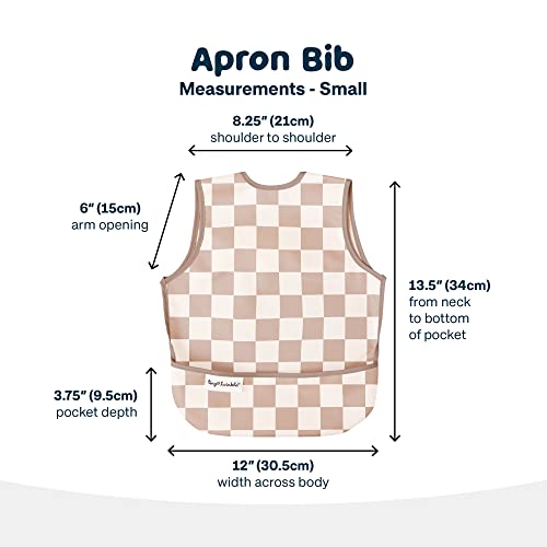 Image of Tiny Twinkle Mess Proof Baby Bib for Boys | Waterproof Toddler Bib for Eating | Baby Apron for Feeding, Machine Washable | Perfect Shower Gift (Brown Checkers, 6-24M)