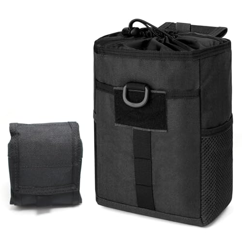 Molle Dump Pouch Roll-Up Drawstring Magazine Utility Pouch Folding Tactical Foldable Magazine Drop Pouch Black