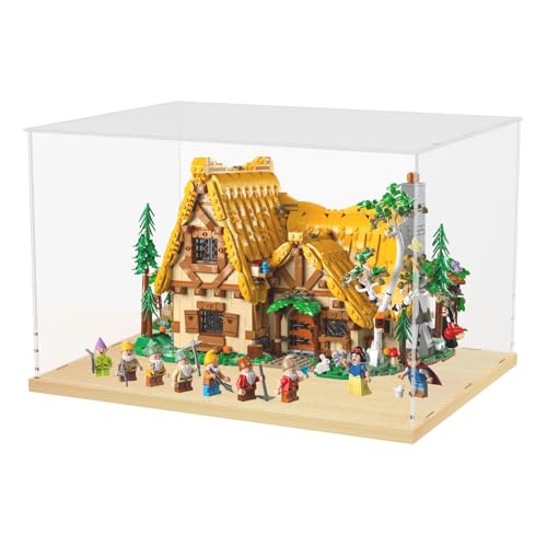 Image of Choowin Acrylic Display Case for Lego Hogwarts Castle 76419 for Lego Himeji Castle 21060, Thickened Clear Acrylic Display Cases for Collectibles, Assemble Dustproof Display Box with Door, Wood