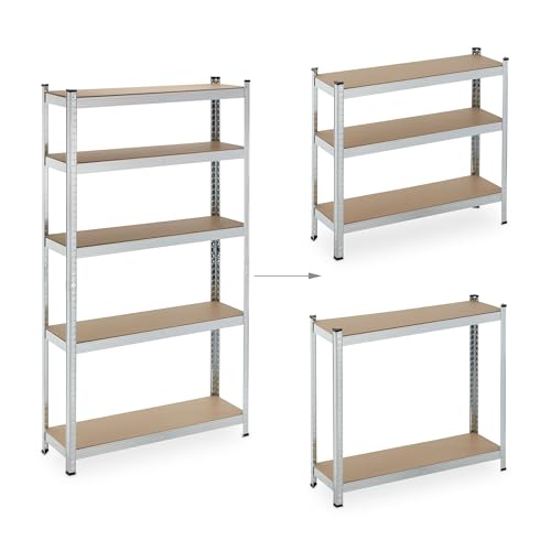 Estanterías metálicas de almacenaje Relaxdays para taller, 5 baldas ajustables 7