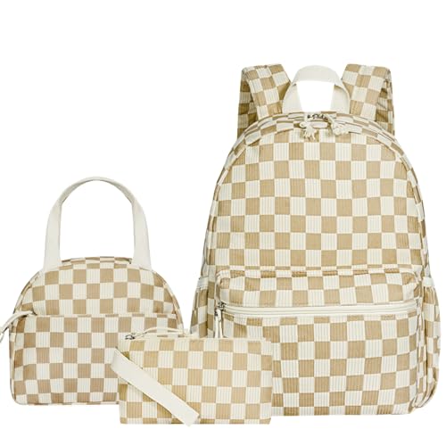 Image of HowFly Corduroy Kids Backpack 3-in-1 Set 15 inch with Lunch Box School Bag | Corduroy 3-in-1 set for elementary middle school, 15-inch backpack, insulated lunch bag, pencil case, back to school gift