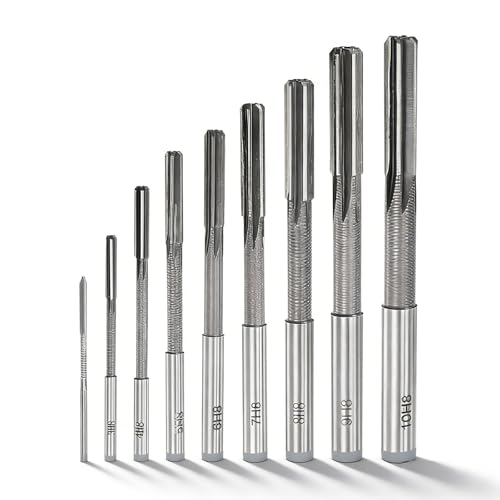 9 Stück H7 Gerader Schaft HSS Reibahle Set, Reibahle Werkzeug,2,3,4,5,6,7,8,9,10mm Maschinenreibahle für Holz- & Metallbearbeitung zur Verbesserung der Genauigkeit bei der Bohrungsbearbeitung