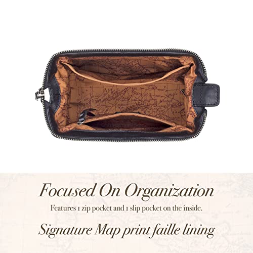 Patricia Nash Travel Toiletry Bag for Men - Moto Canvas Travel Case, Dopp Kit for Men, Waxed Cotton Canvas, Mens Toiletry Bag, Stylish Travel Case, Brushed Brass Hardware, Zipper Closure3