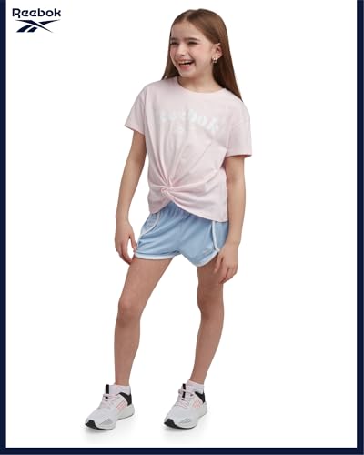 Reebok Girls 3-Piece Knit Tops & Running Gym Shorts Set for Sports & Play - image 6