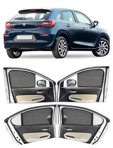 Image of Autofact Car Sunshades for Maruti Baleno (2022 to 2025), UV Protection, Useful Car Accessories, Custom fit Sun Shades for Side Windows, Set of 4