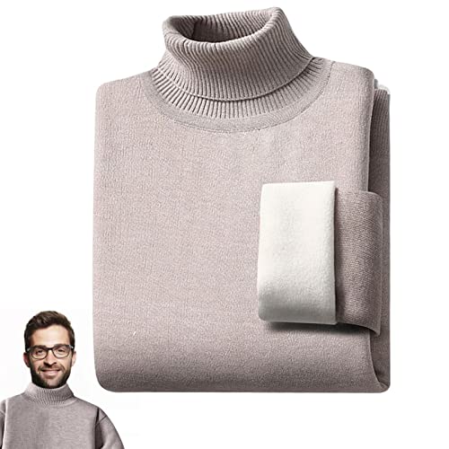 Gola Alta Masculina | Pulôver de manga comprida folgada - Suéter pulôver de malha térmica masculino