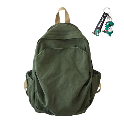 Generic Lightweight Travel Canvas Backpack Vintage Daypack Yk2 Backpack Multipurpose Adjustable Shoulder Straps Backpack Travel Green cover