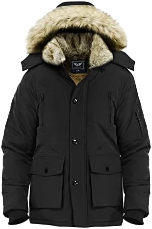 JYG Men's Winter Thicken Coat Warm Parka Jacket Puffer Jacket with Removable Hood (Black,M)