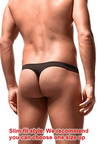 Newsywell Men's G-String Breathable Thong Micro Spandex Male Bikinis Low Rise Briefs Microfiber Underwear Black Xx-Large #TOP1