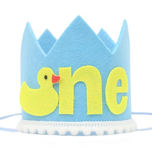 Duck Themed 1st Birthday Party Hat - First Birthday Crown For Babys?Rubber Ducky 1st Birthday Decoration, Light Blue 1st Birthday Crown For Babys, Summer 1st Birthday Decor