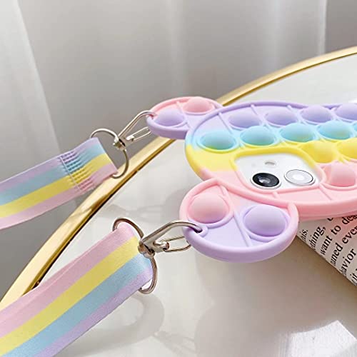Run Girl's Phone Case Pop Bubbles Fidget Toy For Iphone11, Lanyard Design Rainbow Soft Silicone Phone Case, Classic Cartoon Mouse Shape For Girls & Children (For Iphone 11 6.1 Inch) #TOP7